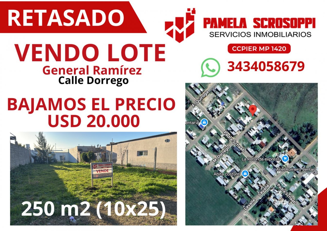 VENDO LOTE EN GENERAL RAMIREZ, ENTRE RIOS